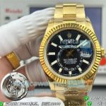 PPM Swiss Clone Rolex Gain Weight Sky-Dweller Yellow Gold Blackface Oyster Watch 